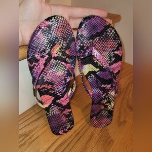 Women's Multicolored Faux Leather Flip Flops